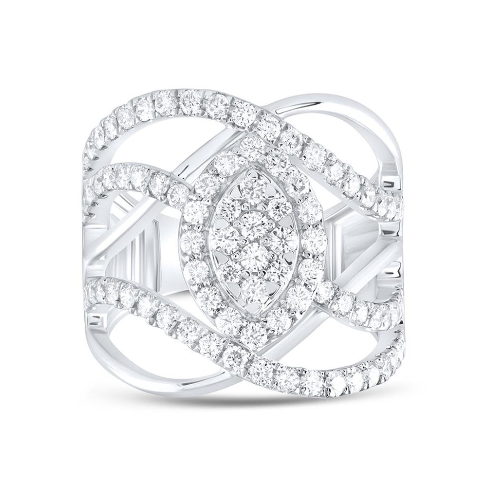 14K White Gold Round Diamond Ring - 1 1/2 Carat Total Diamond Weight