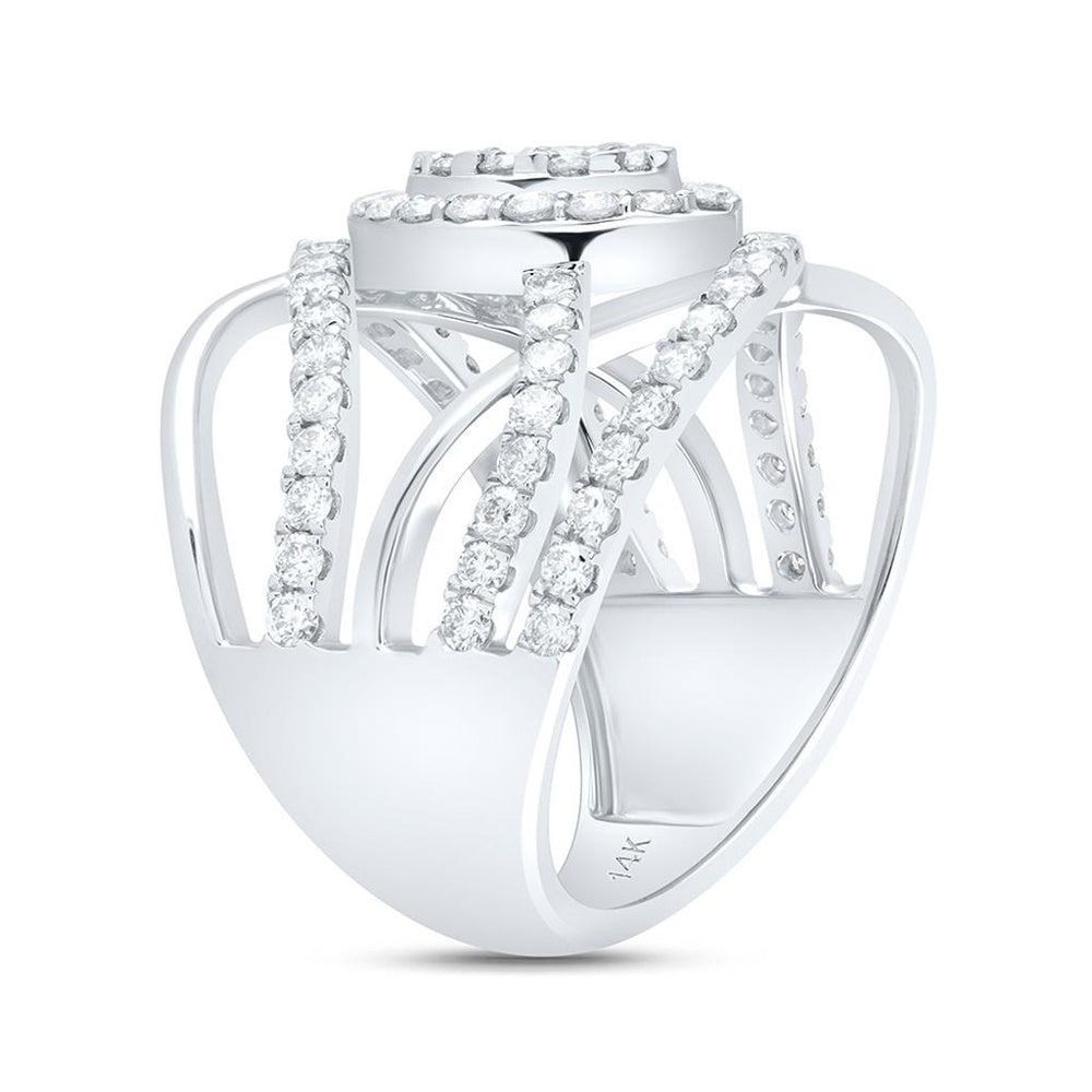 14K White Gold Round Diamond Ring - 1 1/2 Carat Total Diamond Weight