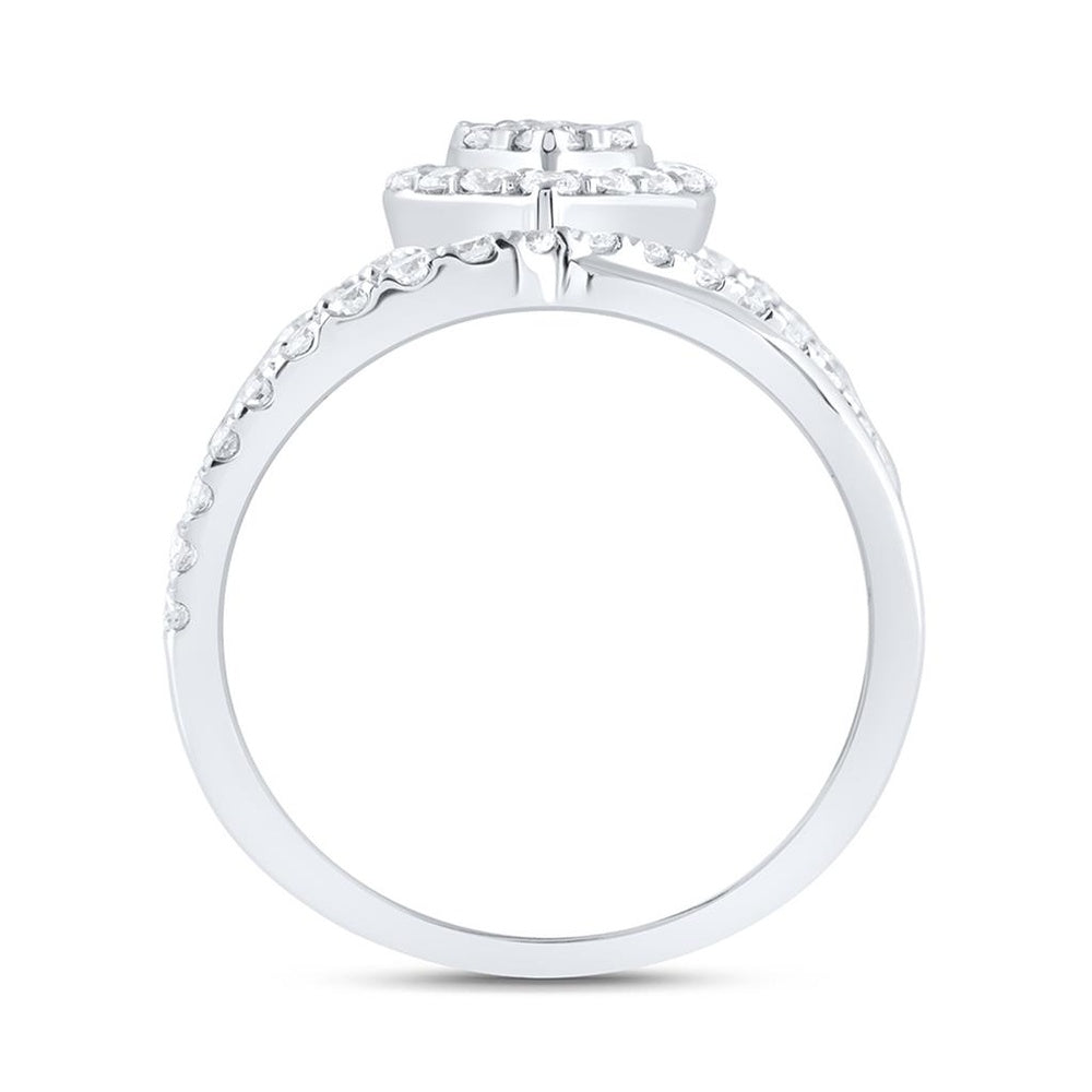 14K White Gold Round Diamond Ring - 1 1/2 Carat Total Diamond Weight
