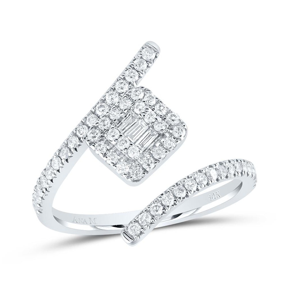 14K White Gold Round Diamond Ring - 1/2 Carat Total Diamond Weight