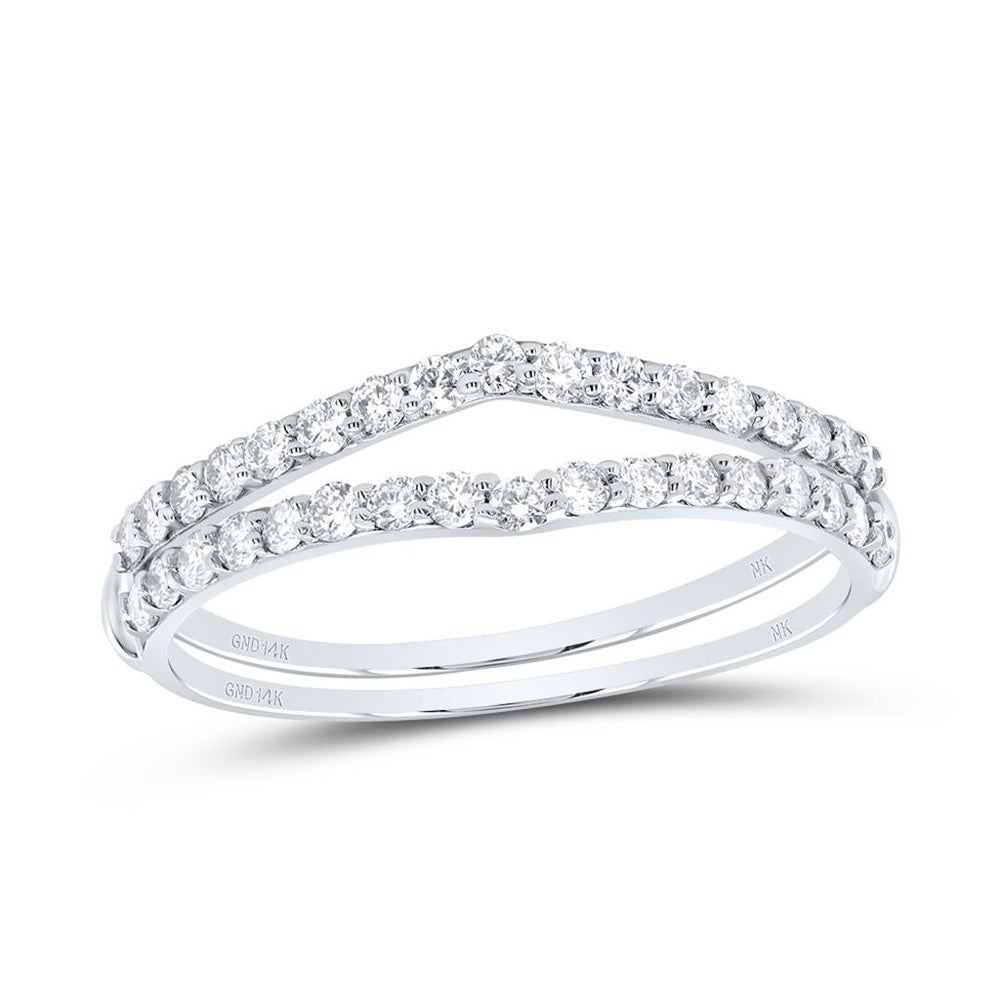 14K White Gold Round Diamond Ring - 1/2 Carat Total Diamond Weight