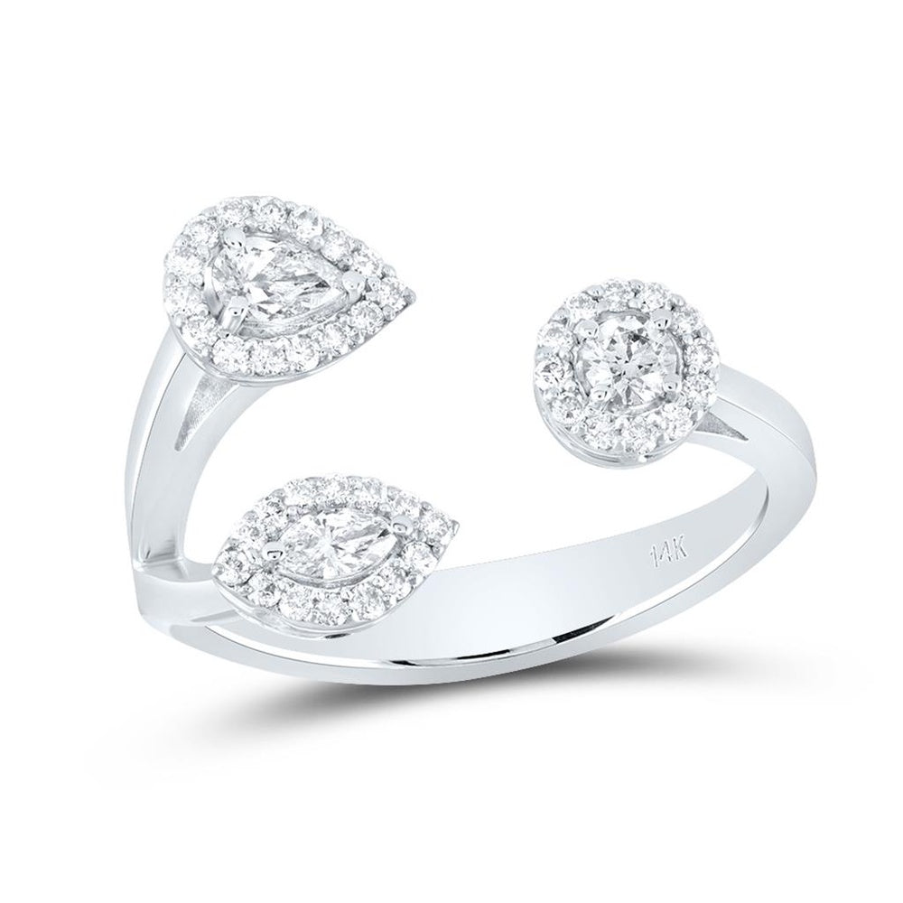 14K White Gold Round Diamond Ring - 1/2 Carat Total Diamond Weight