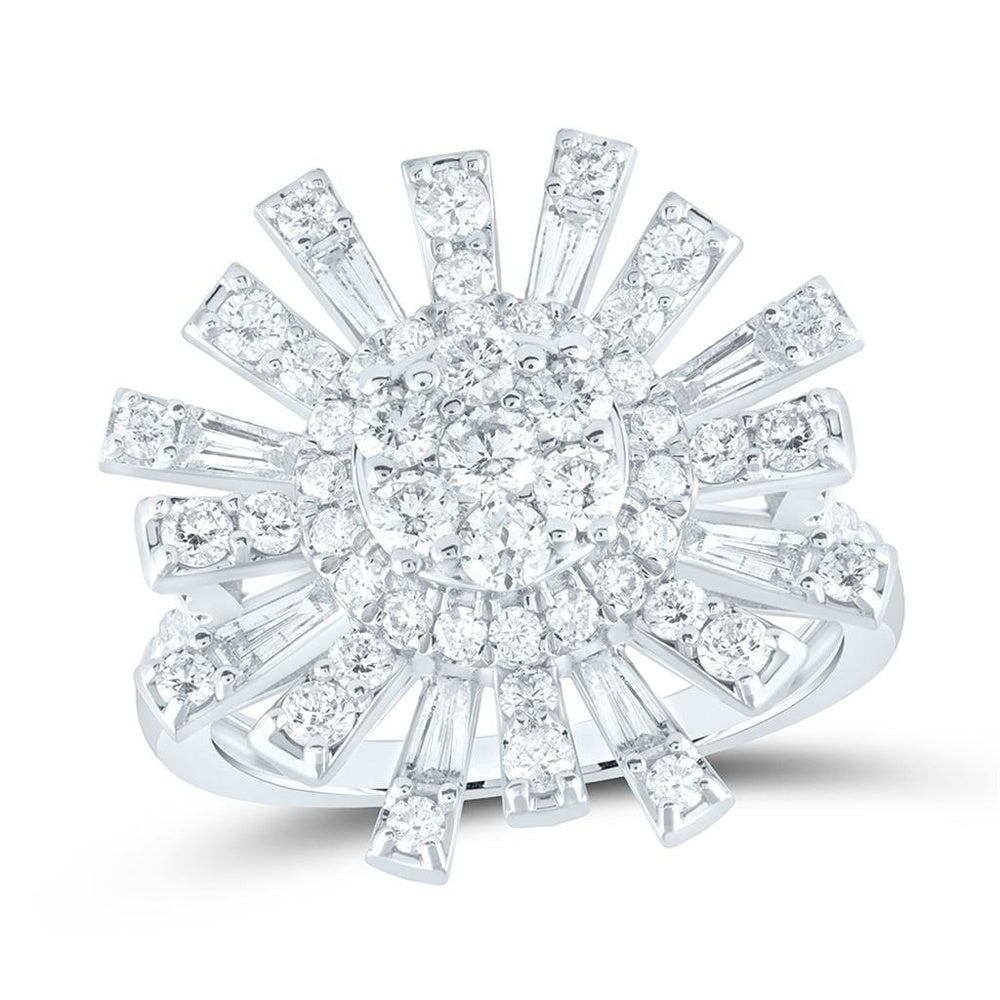 14K White Gold Round Diamond Ring - 1 3/4 Carat Total Diamond Weight