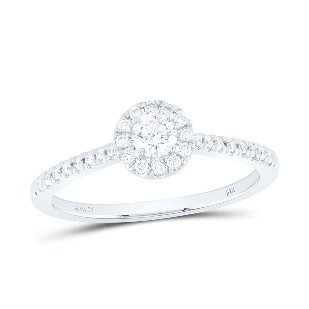 14K White Gold Round Diamond Ring - 1/3 Carat Total Diamond Weight