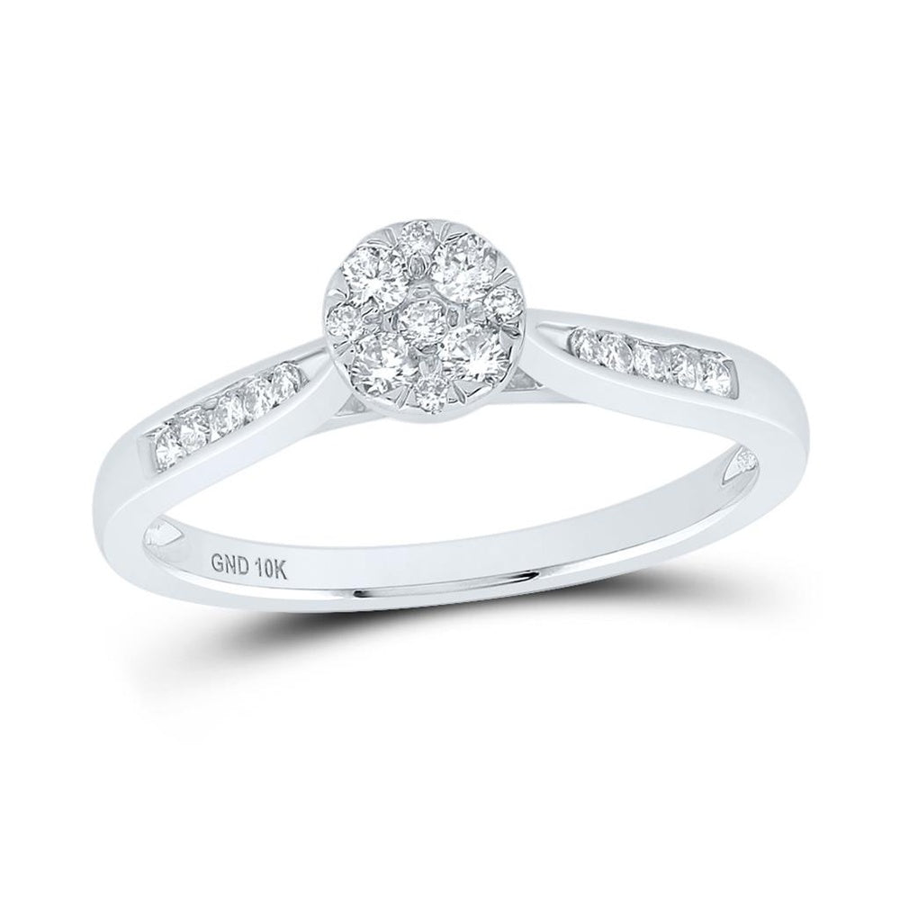 14K White Gold Round Diamond Ring - 1/4 Carat Total Diamond Weight