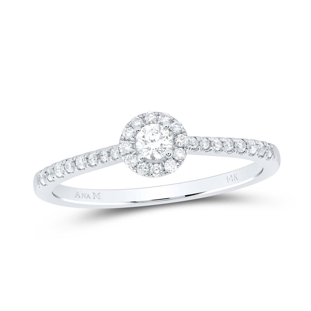 14K White Gold Round Diamond Ring - 1/4 Carat Total Diamond Weight