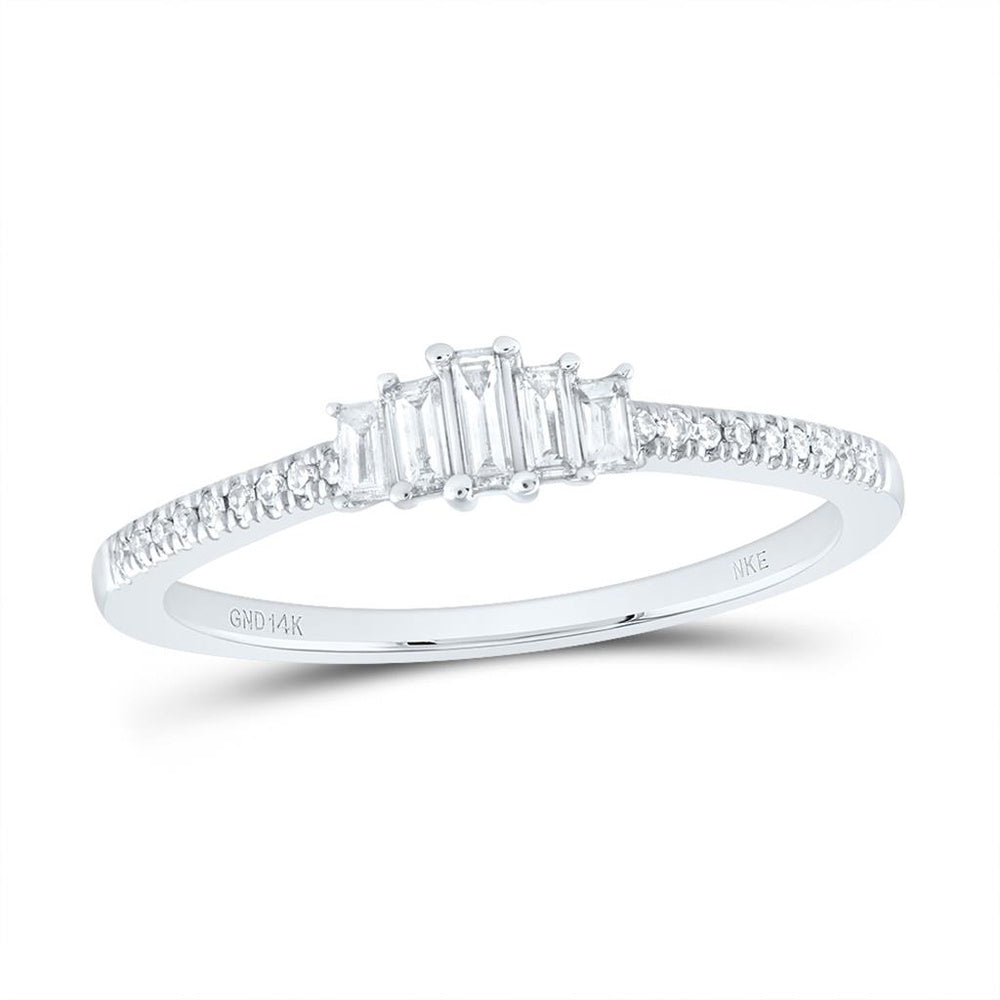 14K White Gold Round Diamond Ring - 1/5 Carat Total Diamond Weight