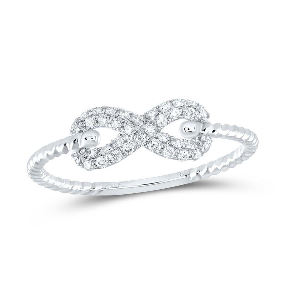 14K White Gold Round Diamond Ring - 1/5 Carat Total Diamond Weight
