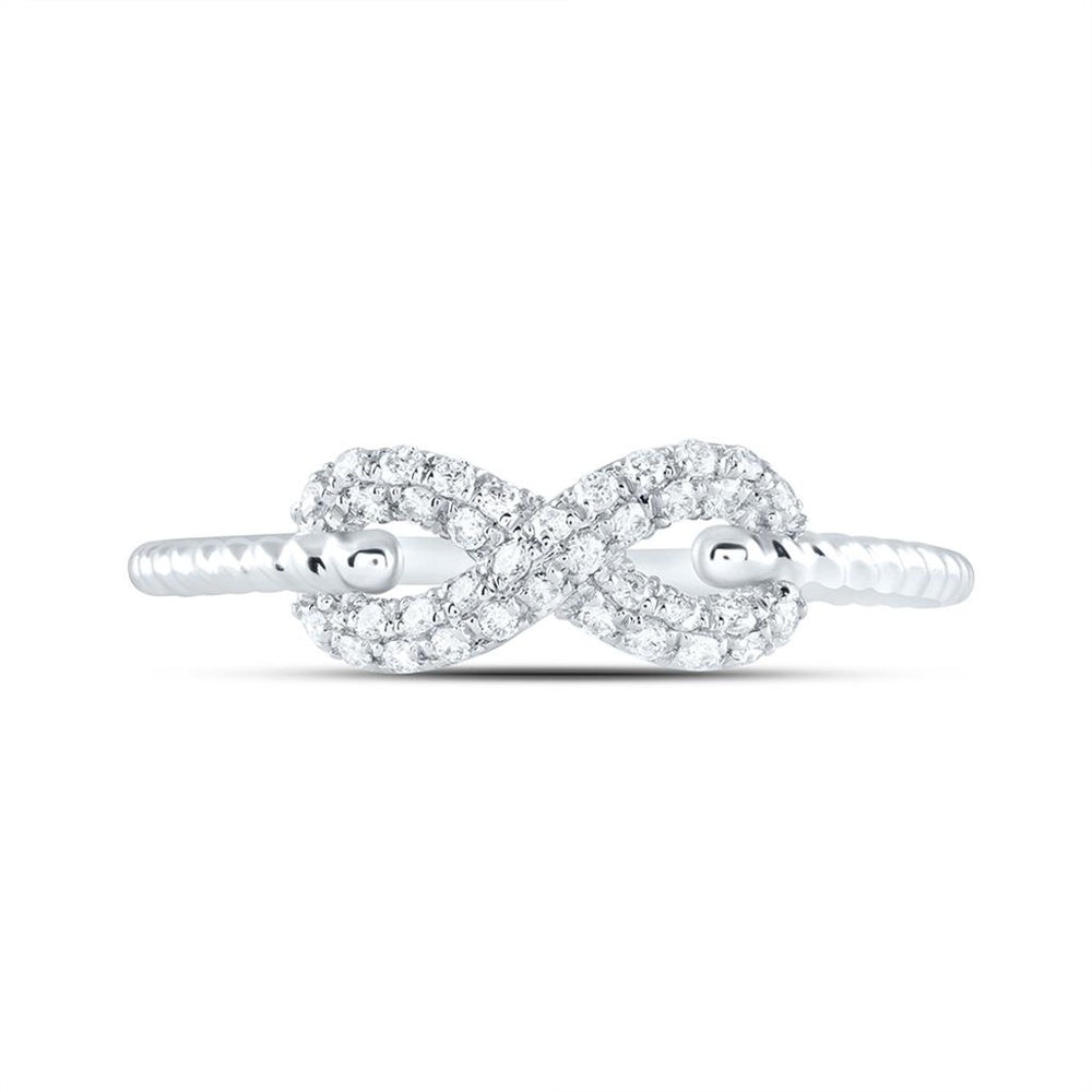 14K White Gold Round Diamond Ring - 1/5 Carat Total Diamond Weight