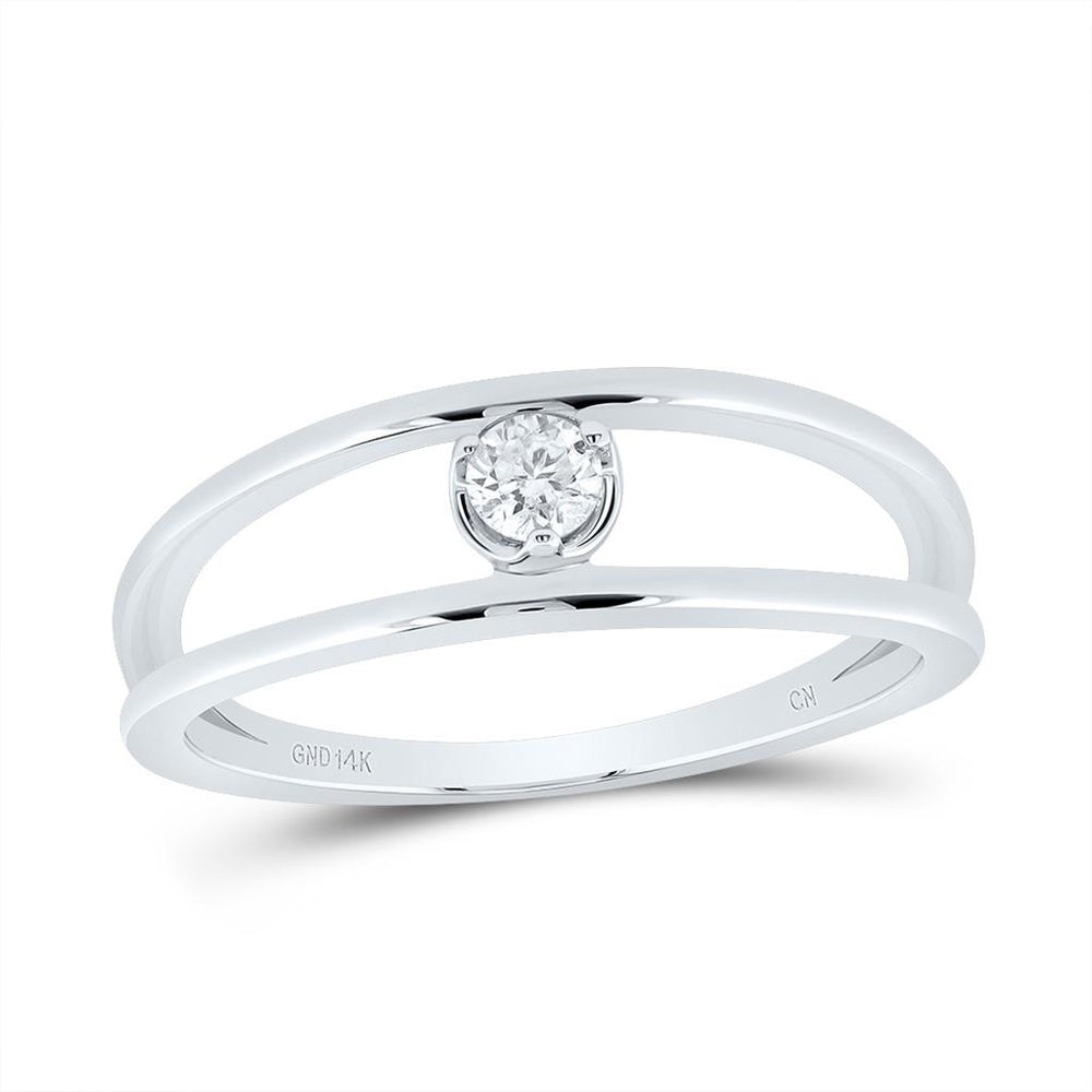 14K White Gold Round Diamond Ring - 1/8 Carat Total Diamond Weight