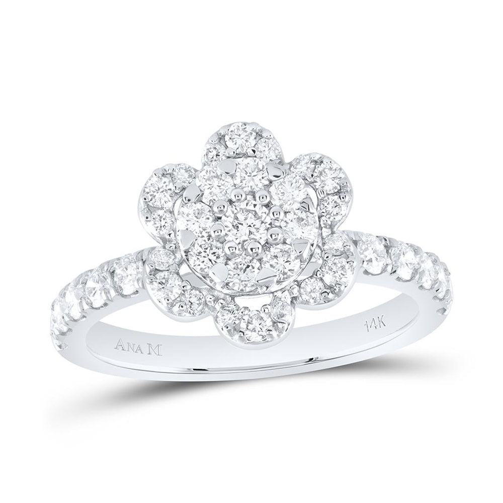 14K White Gold Round Diamond Ring - 1 Carat Total Diamond Weight