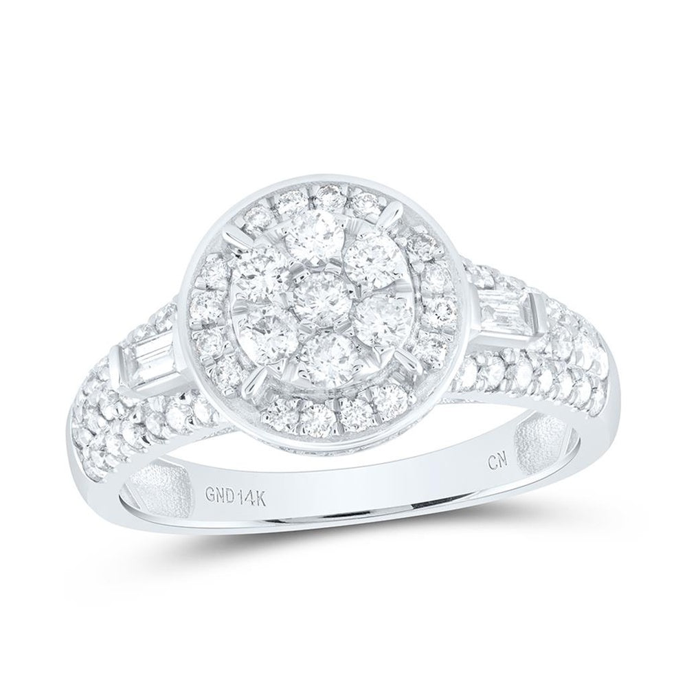 14K White Gold Round Diamond Ring - 1 Carat Total Diamond Weight