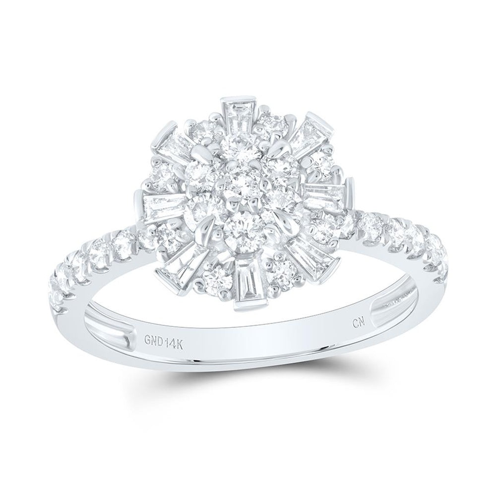 14K White Gold Round Diamond Ring - 1 Carat Total Diamond Weight