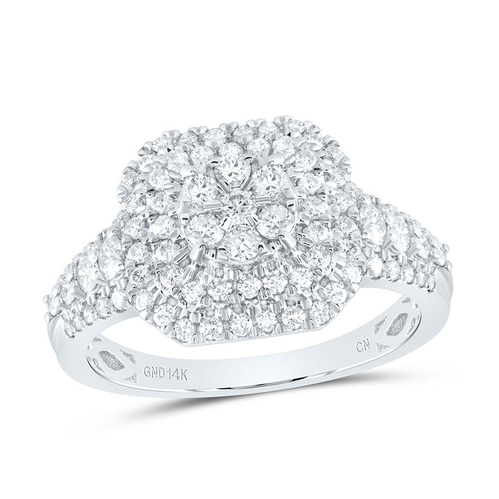 14K White Gold Round Diamond Ring - 1 Carat Total Diamond Weight