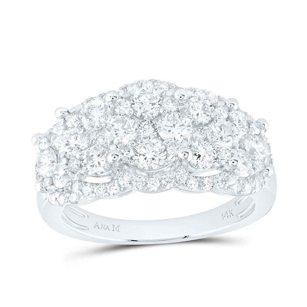 14K White Gold Round Diamond Ring - 2 Carat Total Diamond Weight