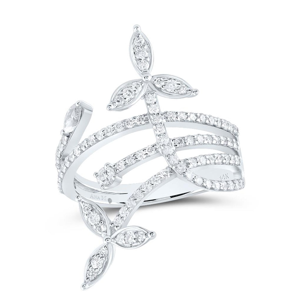 14K White Gold Round Diamond Ring - 3/4 Carat Total Diamond Weight