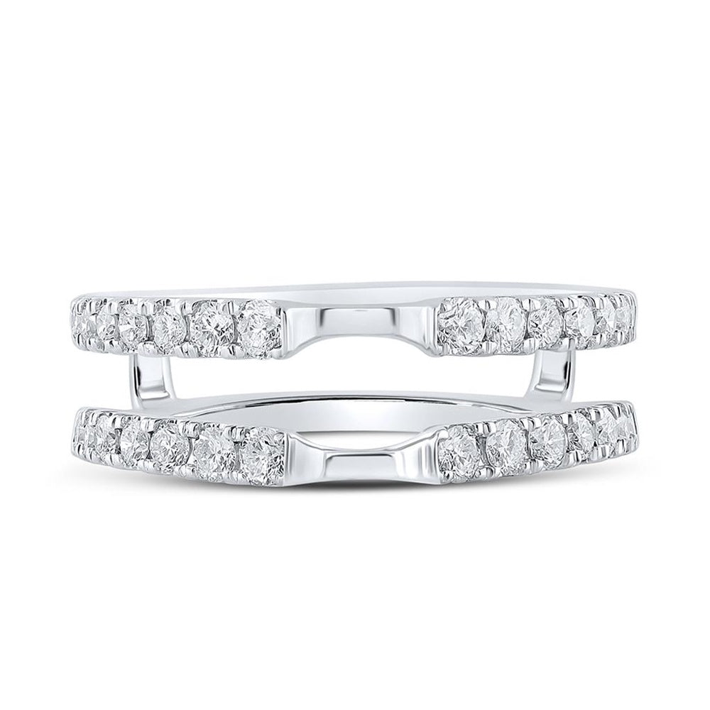 14K White Gold Round Diamond Ring - 5/8 Carat Total Diamond Weight