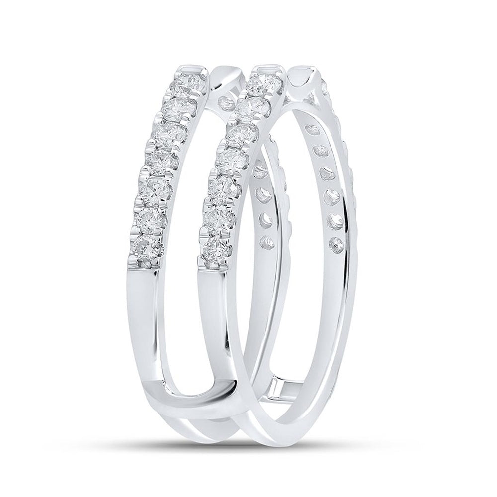14K White Gold Round Diamond Ring - 5/8 Carat Total Diamond Weight