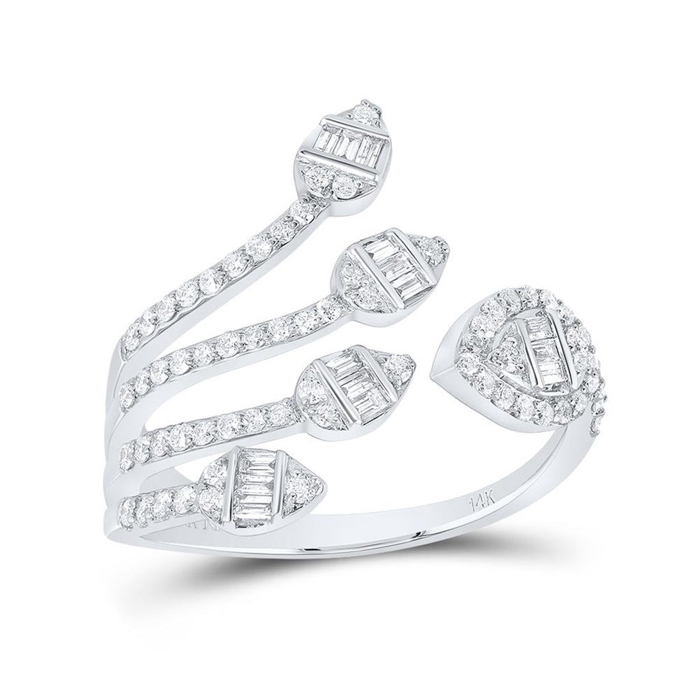 14K White Gold Round Diamond Ring - 5/8 Carat Total Diamond Weight