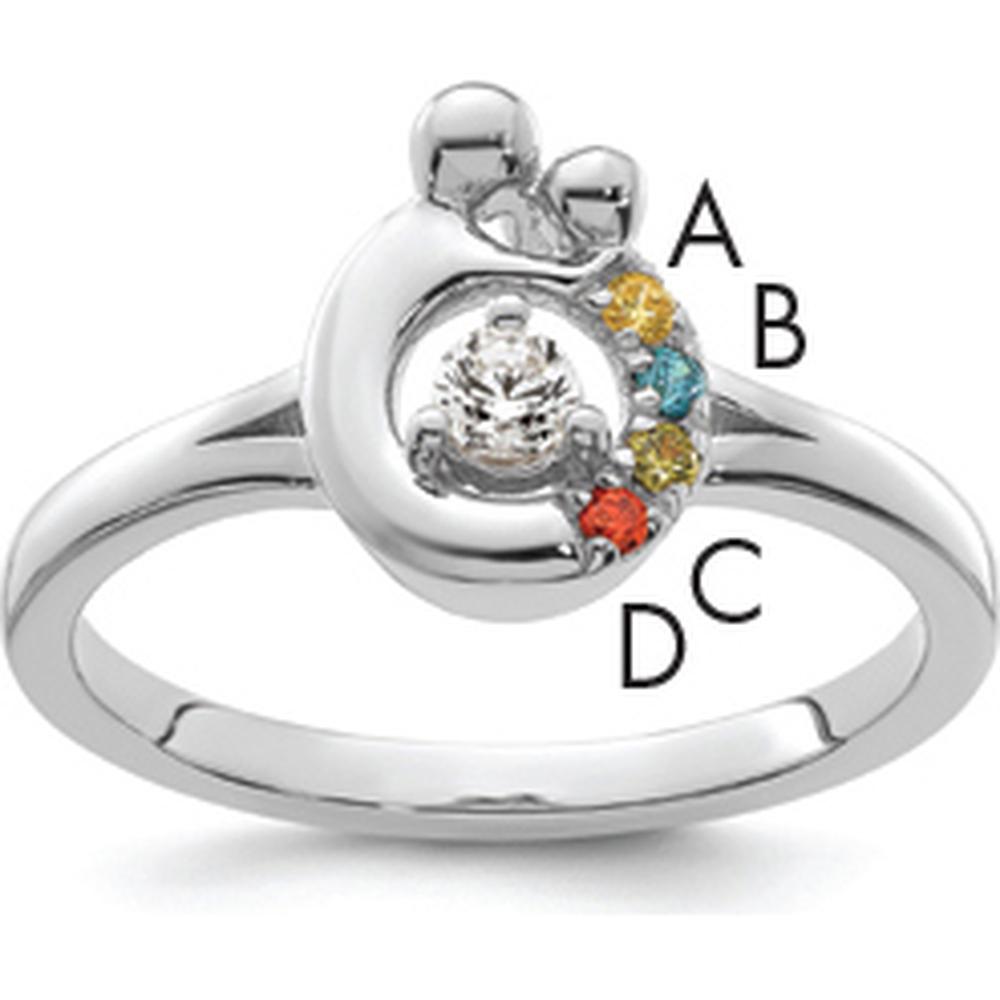 14K White Gold Round Diamond Semi-Mount Ring with Citrine, Sapphire, Aquamarine, and Garnet Birthstones by 0