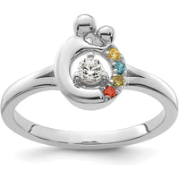 14K White Gold Round Diamond Semi-Mount Ring with Citrine, Sapphire, Aquamarine, and Garnet Birthstones by 0