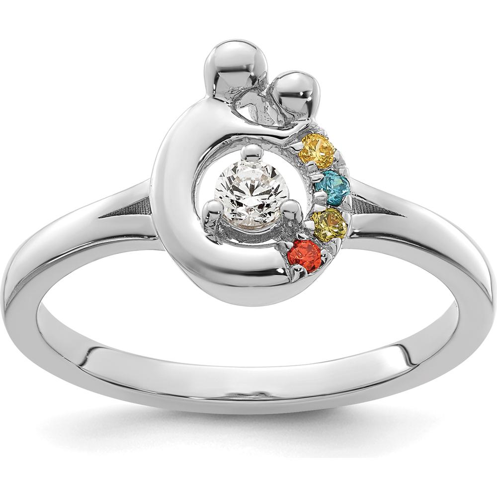 14K White Gold Round Diamond Semi-Mount Ring with Citrine, Sapphire, Aquamarine, and Garnet Birthstones by 0