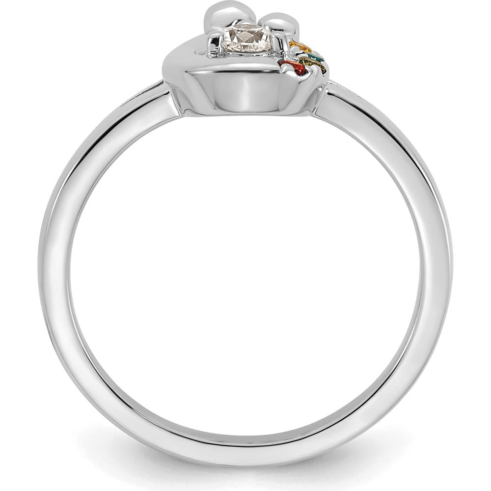 14K White Gold Round Diamond Semi-Mount Ring with Citrine, Sapphire, Aquamarine, and Garnet Birthstones by 0