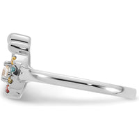 14K White Gold Round Diamond Semi-Mount Ring with Citrine, Sapphire, Aquamarine, and Garnet Birthstones by 0