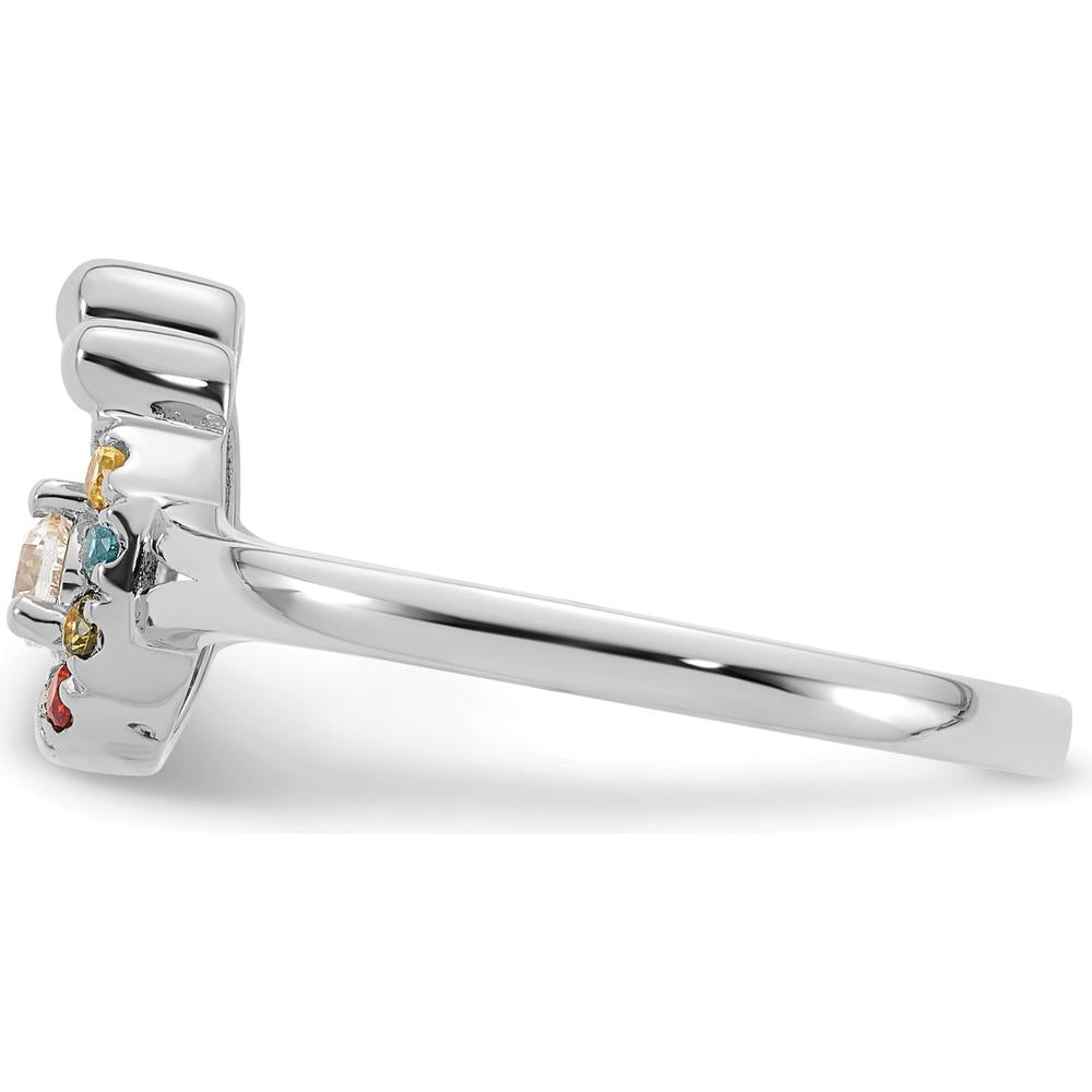 14K White Gold Round Diamond Semi-Mount Ring with Citrine, Sapphire, Aquamarine, and Garnet Birthstones by 0