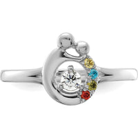14K White Gold Round Diamond Semi-Mount Ring with Citrine, Sapphire, Aquamarine, and Garnet Birthstones by 0