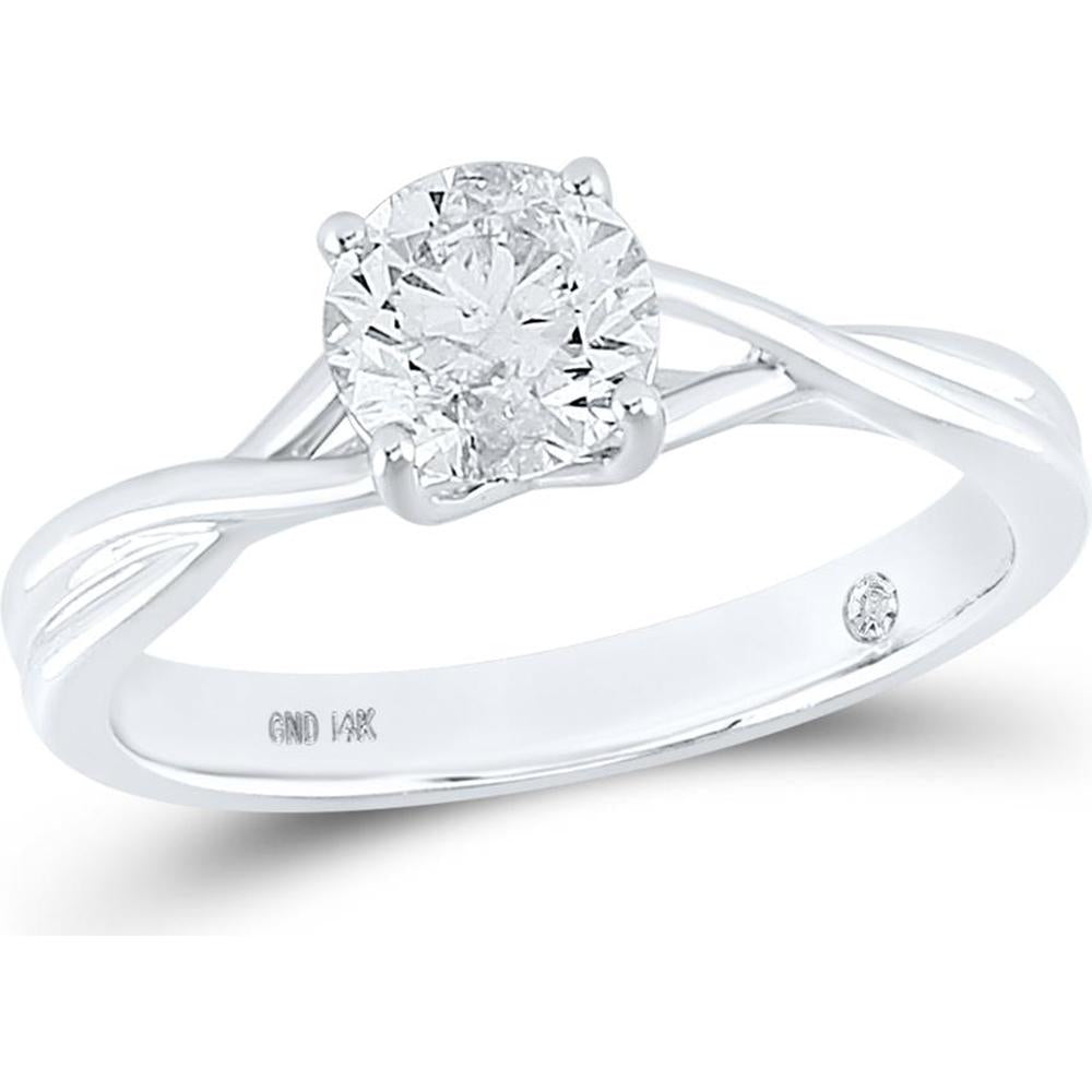 14K White Gold Round Diamond Solitaire Bridal Ring with 0.96 Carat Diamond