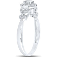 14K White Gold Round Diamond Solitaire Engagement Ring with Pave-Set Accents - 1/2 Carat Total Diamond Weight