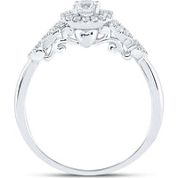 14K White Gold Round Diamond Solitaire Engagement Ring with Pave-Set Accents - 1/2 Carat Total Diamond Weight