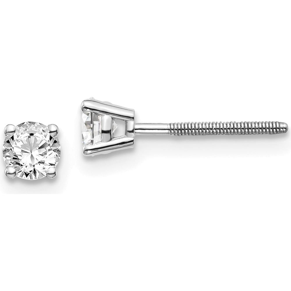 14K White Gold Round Diamond Stud Earrings - 0.40 Carat Total Diamond Weight by 0