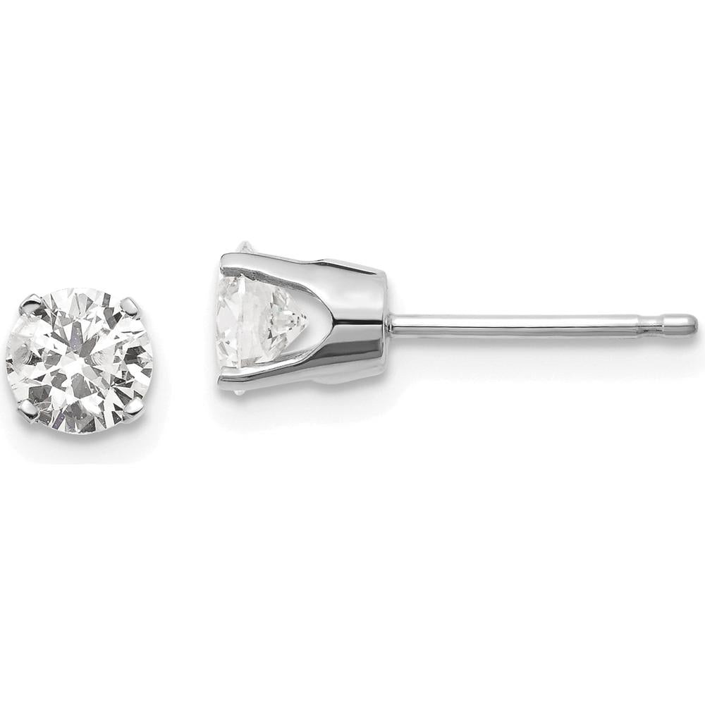 14K White Gold Round Diamond Stud Earrings - 0.85 Carat Total Diamond Weight by 0