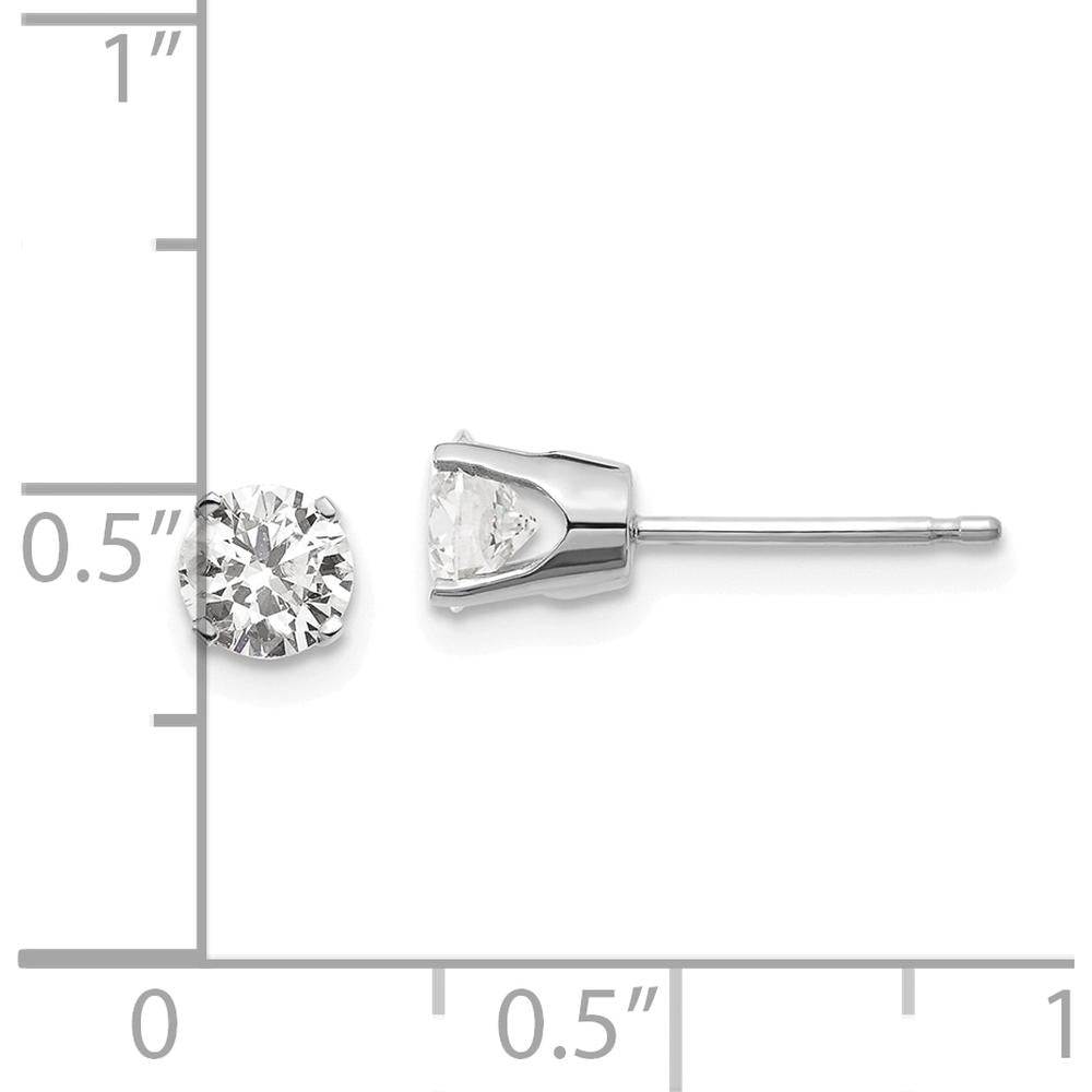 14K White Gold Round Diamond Stud Earrings - 0.85 Carat Total Diamond Weight by 0
