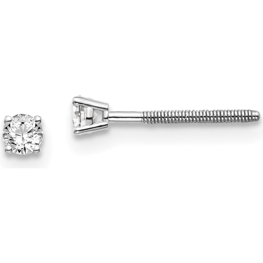 14K White Gold Round Diamond Stud Earrings with 4-Prong Set Diamonds - 0.10 Carat Total Diamond Weight by 0
