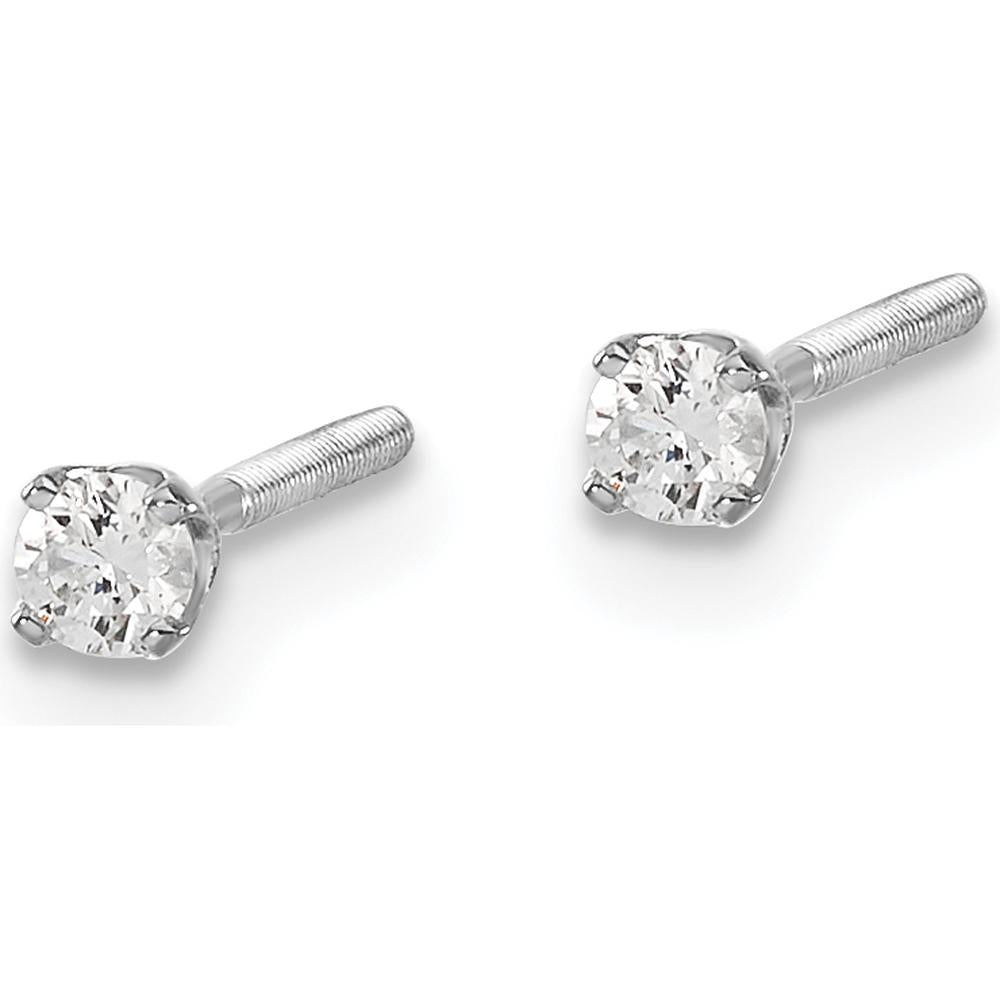 14K White Gold Round Diamond Stud Earrings with 4-Prong Set Diamonds - 0.10 Carat Total Diamond Weight by 0