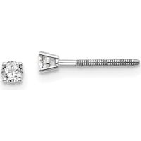 14K White Gold Round Diamond Stud Thread-On Earrings - 0.10 Carat Total Diamond Weight by 0