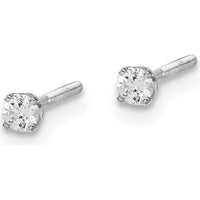 14K White Gold Round Diamond Stud Thread-On Earrings - 0.10 Carat Total Diamond Weight by 0