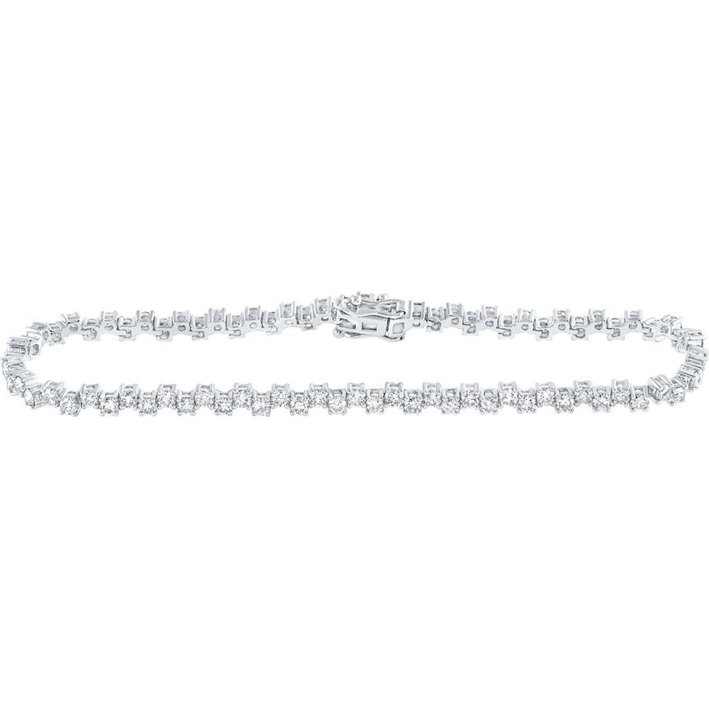 14K White Gold Round Diamond Tennis Bracelet with 3.54 Carat Total Diamond Weight