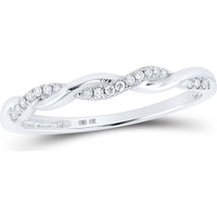 14K White Gold Round Diamond Twist Stackable Band Ring - 1/12 Carat Total Diamond Weight