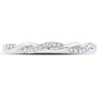 14K White Gold Round Diamond Twist Stackable Band Ring - 1/12 Carat Total Diamond Weight