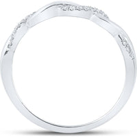 14K White Gold Round Diamond Twist Stackable Band Ring - 1/12 Carat Total Diamond Weight
