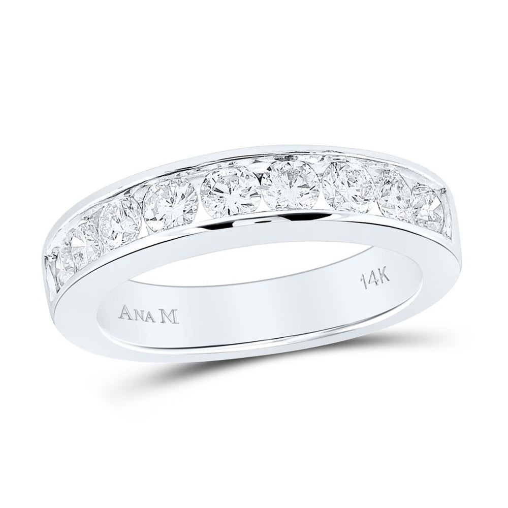 14K White Gold Round Diamond Wedding Band Size 6 - 1 Carat Total Diamond Weight