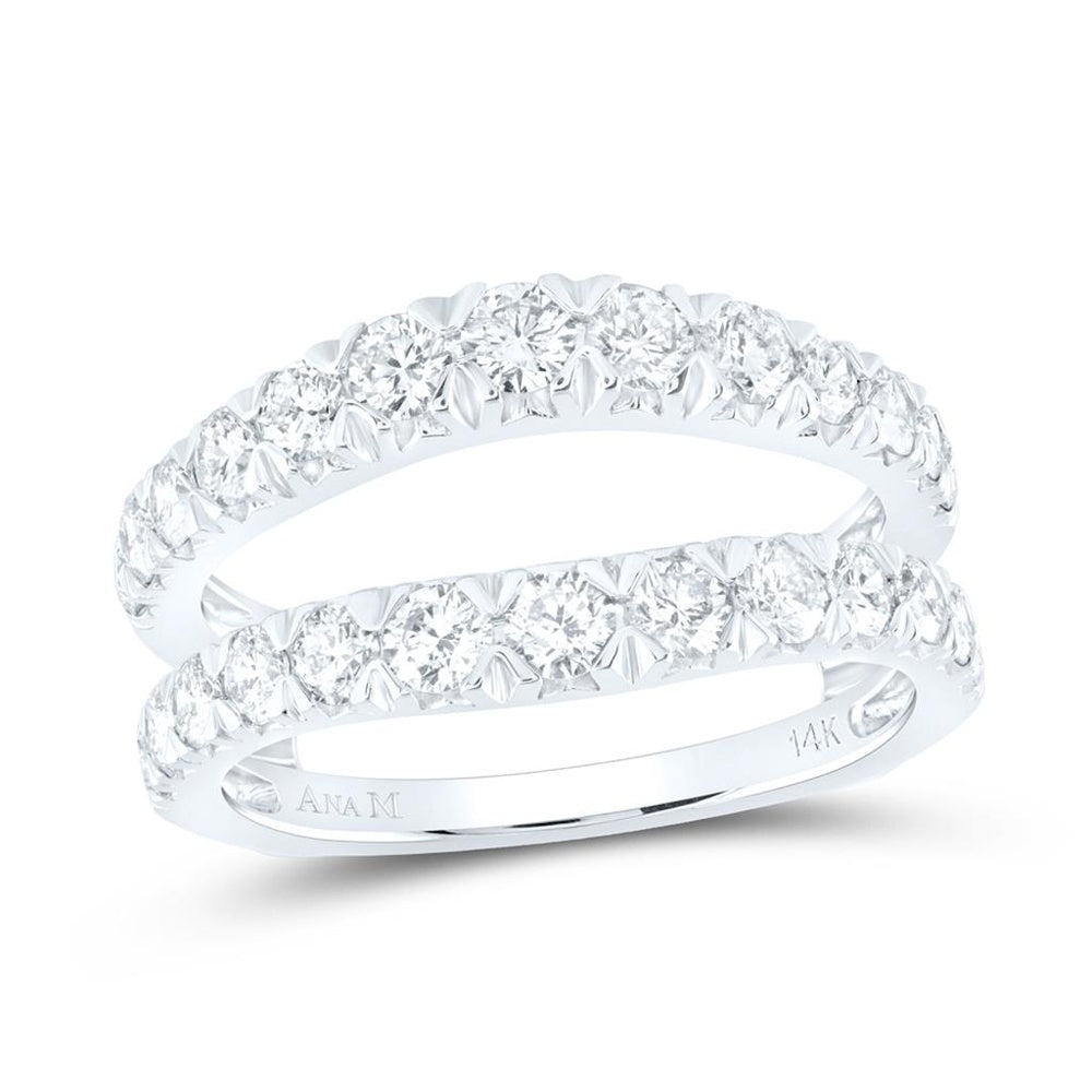 14K White Gold Round Diamond Wrap Ring Guard Enhancer 1 - 1 and 1/2 Carat Total Diamond Weight