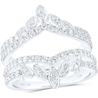 14K White Gold Round Diamond Wrap Ring Guard Enhancer - 1 Carat Total Diamond Weight