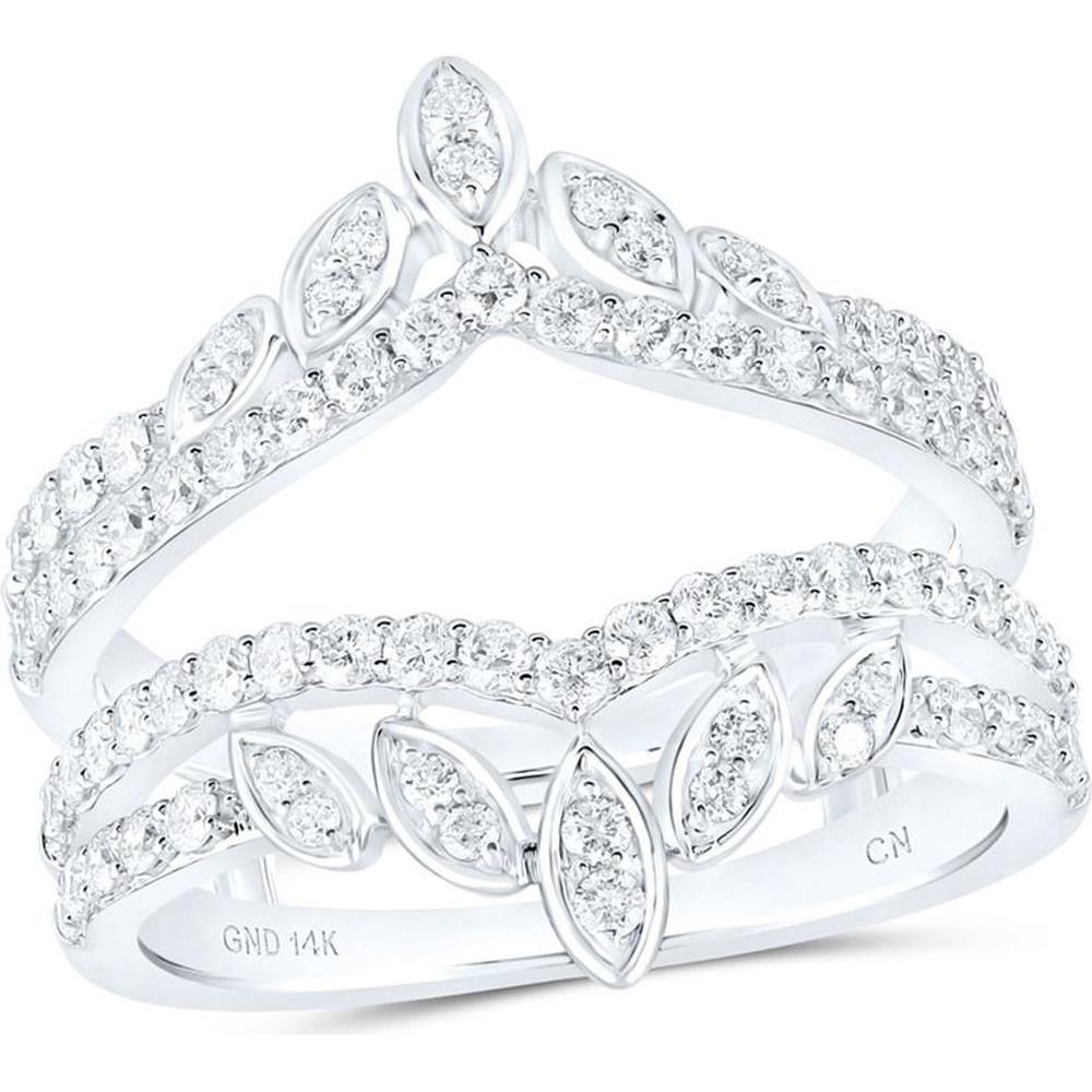 14K White Gold Round Diamond Wrap Ring Guard Enhancer - 1 Carat Total Diamond Weight