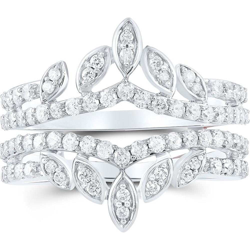14K White Gold Round Diamond Wrap Ring Guard Enhancer - 1 Carat Total Diamond Weight