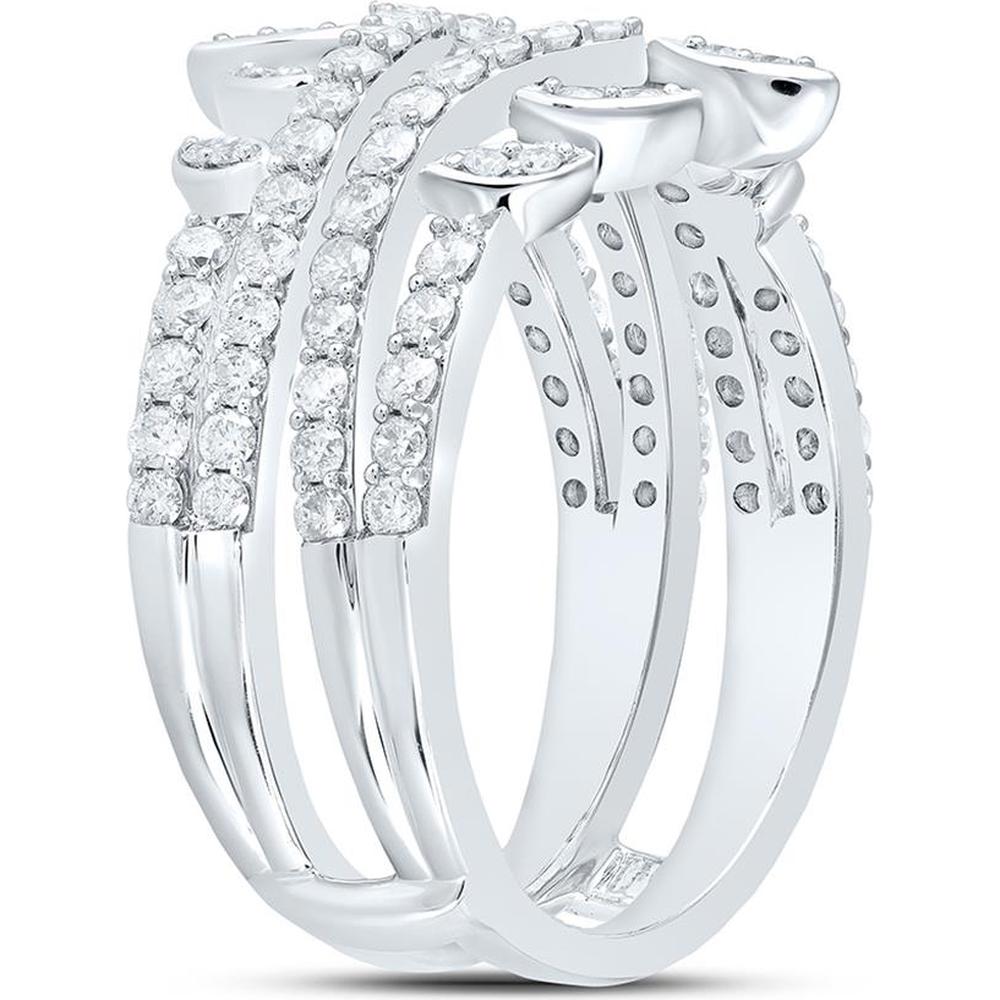 14K White Gold Round Diamond Wrap Ring Guard Enhancer - 1 Carat Total Diamond Weight